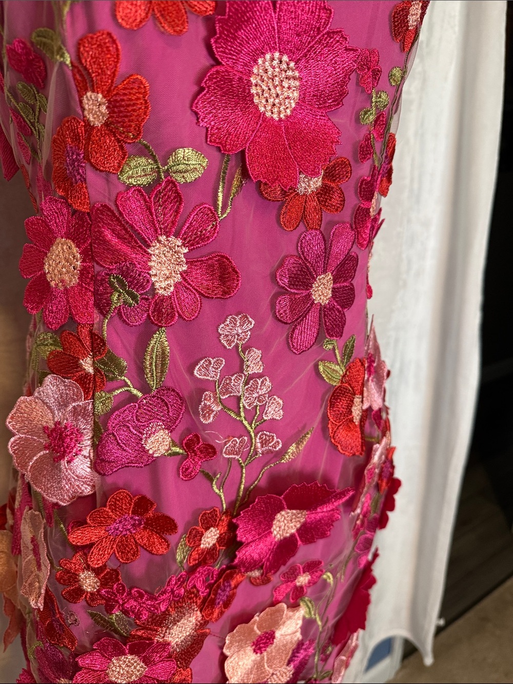 Strapless 3d Floral Embroidered Pink Cocktail Dress - Picture 2 of 4